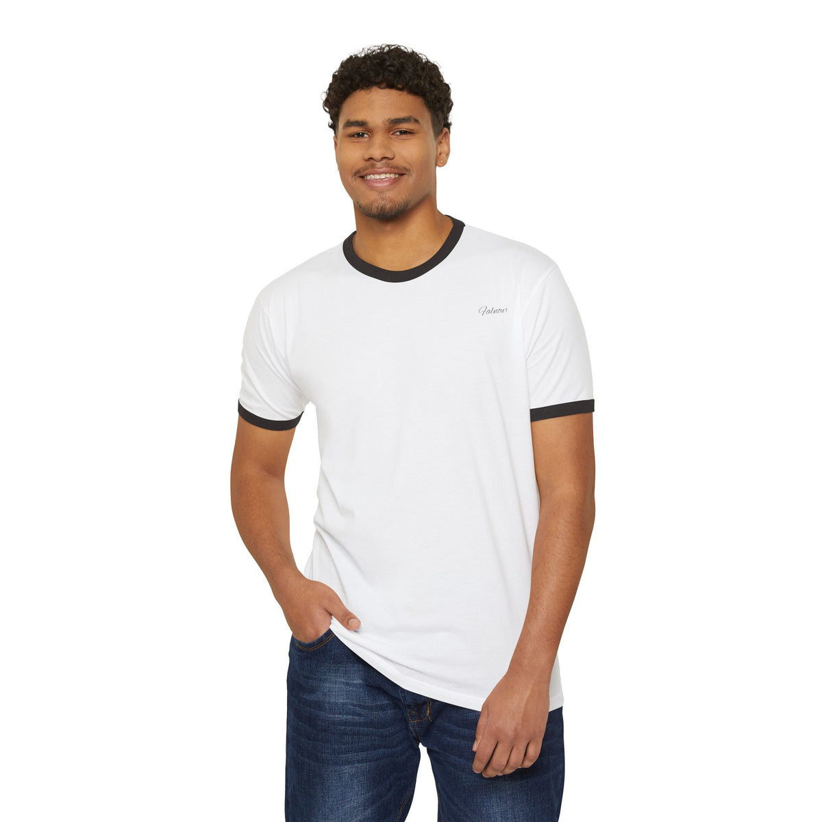 Ringer T-Shirt — Circular "Our Fall, Our" Graphic Back Print